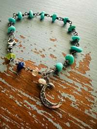 Image 15 of Turquoise Nugget Bracelet With Moon Charm