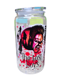 Image 3 of 80s Vampire Movie 16oz can cup with lid