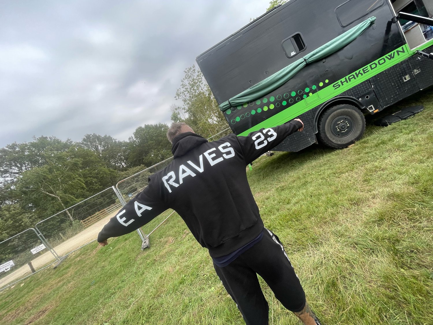 Image of BLACK EA RAVES BACK TEXT HOODIE