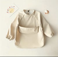 Image 2 of Long-Sleeve Waterproof Baby Smock Bib in Beiges 
