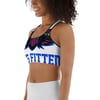 BOSSFITTED White Neon Pink and Blue Sports bra
