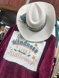 Image 1 of White Cowboy hat with Custom Fabric Hatband