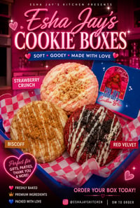 Image 1 of Esha Jays Cookie Box (Individual)  SHIPPING NO PICK UP 💗 SHIPS JUNE 1st 
