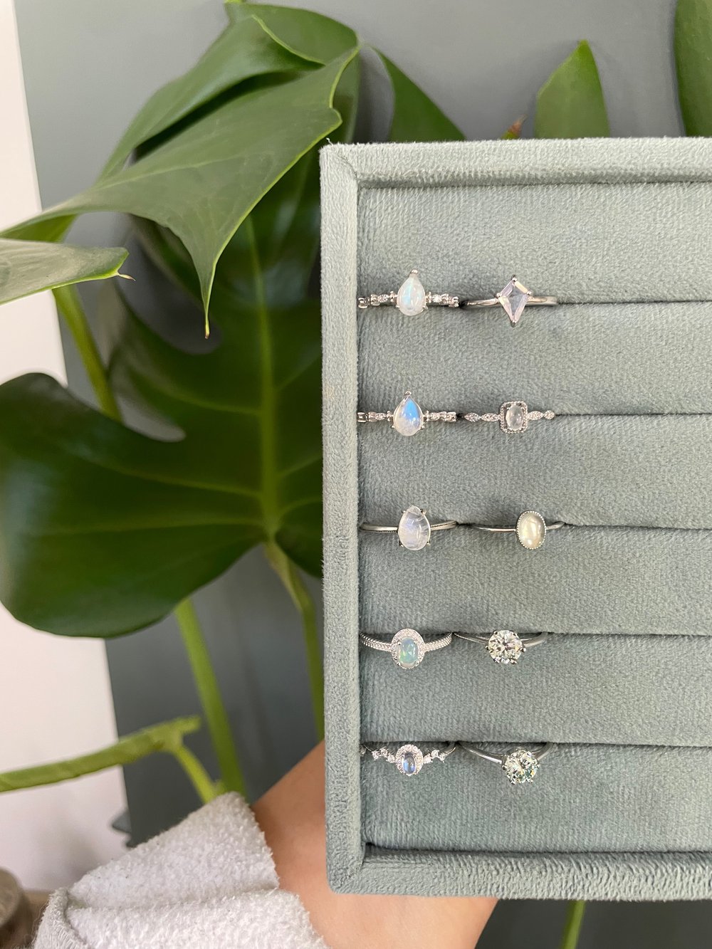 serene silver crystal rings!