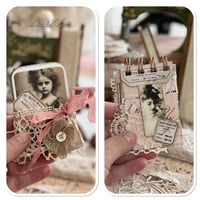 Image 8 of Reserved for Silvia A Petite snippet sample french lace book in a tiny tin.