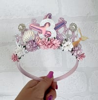 Image 4 of Pink mermaid birthday tiara crown