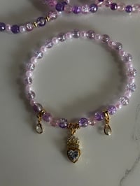 Image 5 of Glinda Inspired Pink & Purple Tumbler Bracelet Stack | Wizard-Inspired Cup Charm