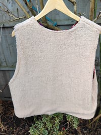Image 8 of Woodstock Reversible Gilet - Vintage kantha fabric and Beige teddy fur Pinks