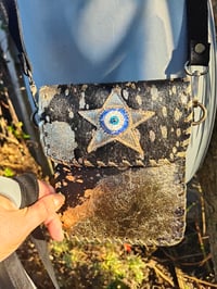 Image 1 of Woodstock cross body/ passport bag - Black and blue