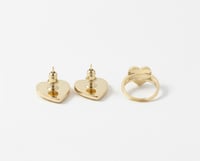 Image 3 of Nugget Heart Ring with Matching Nugget Earrings for Women, Gift For Her.  14k EP