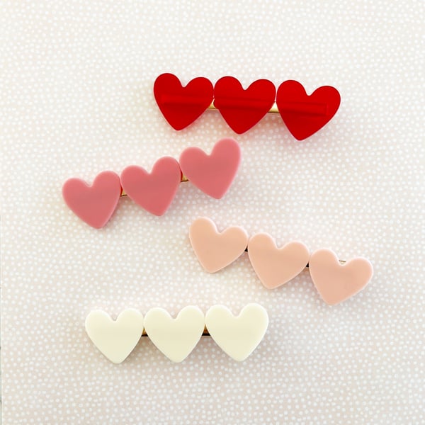 Image of Acrylic Heart Hair Clips 