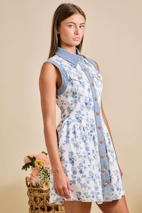 Image of DENIM FLORAL DRESS