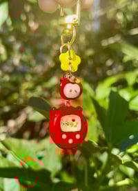 Image 3 of Caterpillar Tamagotchi - Handmade Polymer Clay Charm- Beaded Keychain or Phone Charm