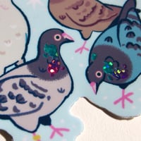 Image 2 of Sparkly Pigeons 3.5” Sticker