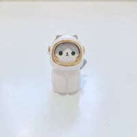 Image 1 of Gray and white astronaut cat ceramic figurine