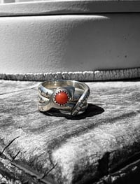 Image 1 of Ride the Sky Sterling Silver Snake Ring w/Coral 6