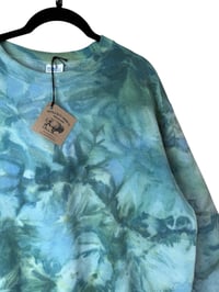Image 6 of L Adult Crew Sweatshirt in Verdant Watercolor Ice Dye