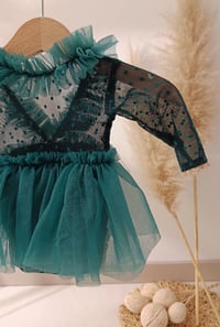 Image 2 of Newborn dress for photo shoots | Gabrielle | emerald dots