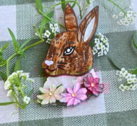 Image 1 of Blaire Bunny Brooch - pink and yellow flowers