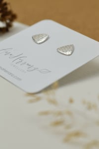 Image 3 of Soft triangle textured silver stud earrings 