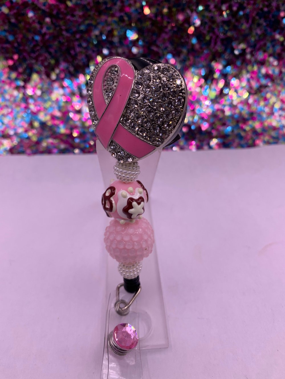 Image of Pink Ribbons Badge Holder 