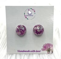 Image 3 of SPRAKLY PURPLE FLORAL STUDS