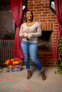 Image 3 of Off Shoulder Button Down Sweater