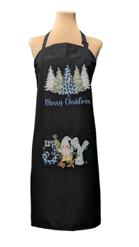 Image 1 of Merry Christmas Gnome Apron (black)