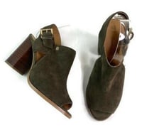 Image 1 of TOMMY HILFIGER army green suede open toe sandals 