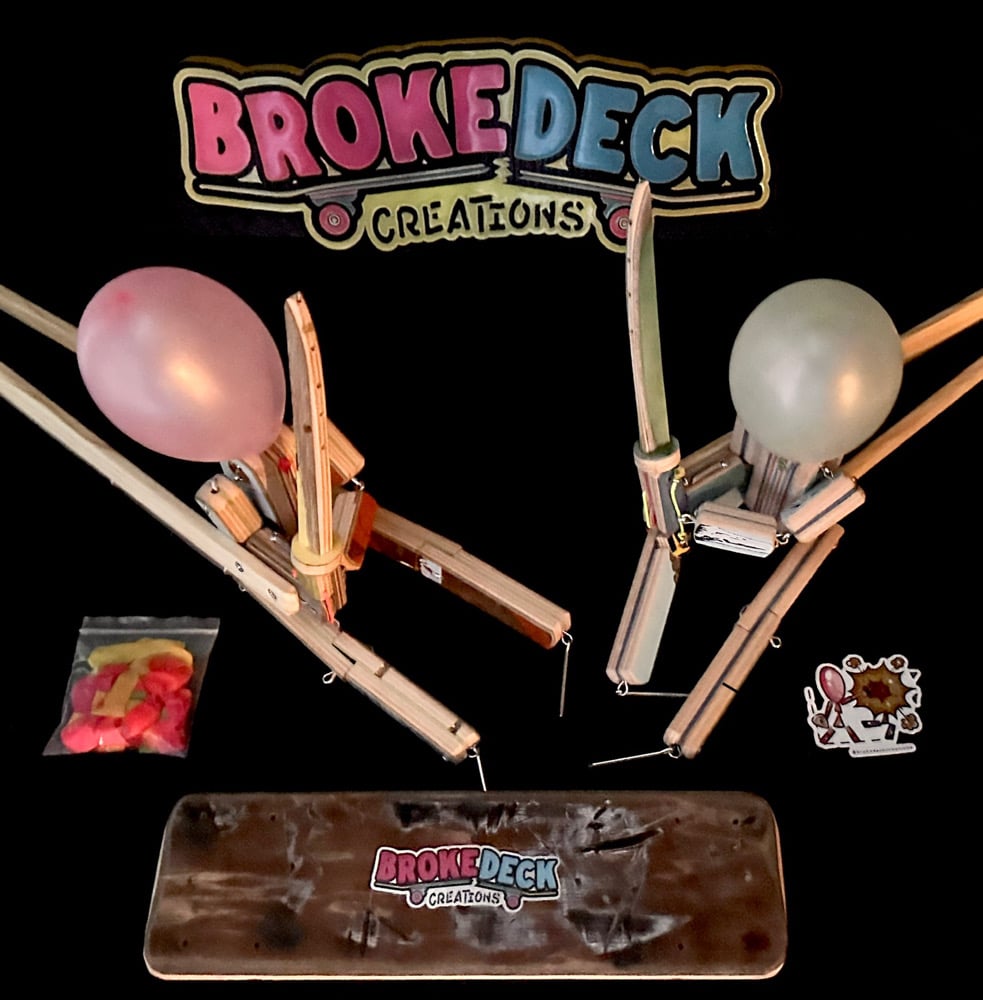Samurai Block'em Pop'em WoodBots with weapon set of 2 | BrokeDeck