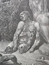 Image 3 of Large-  STATEMENT PIECE "1800's Dante Inferno Gustave Dore" page with preserved spider web - B