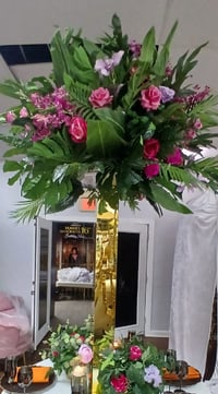 Image 1 of Tropical flower balls (green, lavender and purple  100cm for rent only 