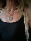 vintage half dome sterling, copper and amber necklace 