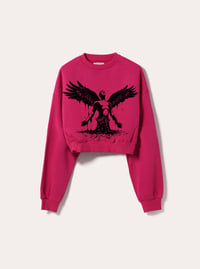 Blk Angel Crop Crew Neck (hot pink)