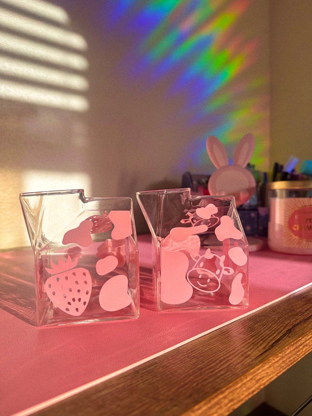 Glass Strawberry Milk Cartons 