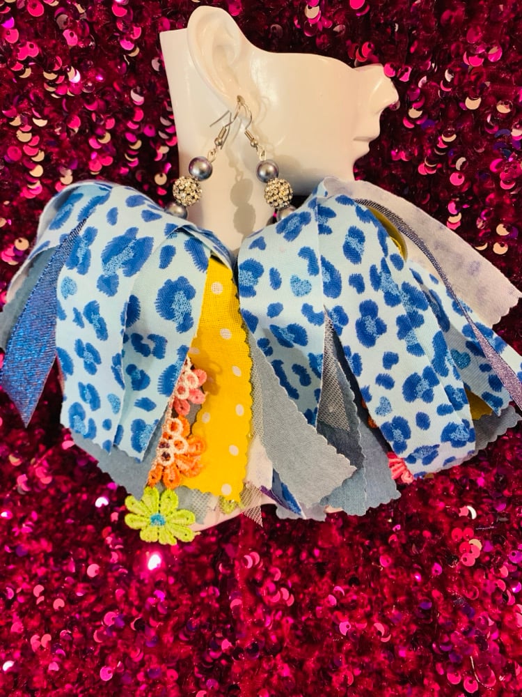 Image of Blue Leopard Earrings