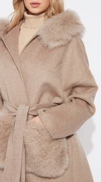 Image 4 of Taupe Loro Coat With Fur Pockets