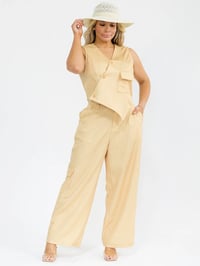 Image 3 of Yellow asymmetrical pin stripe set 