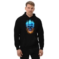 Image 2 of Blue Flaming skull Unisex Hoodie