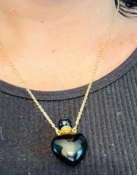 Image 2 of Black Agate Essential Oil Heart Necklace 