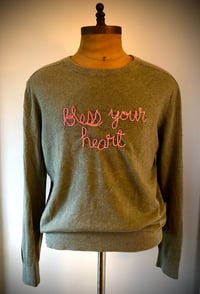 Image 1 of Gently pre-owned “Bless Your Heart” hand-embroidered sweater 
