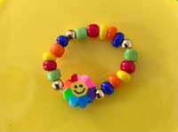 Image 1 of Rainbow face seed bead ring 