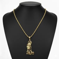 Image 1 of 14k EP 3mm rope chain with st Lazarus pendant 