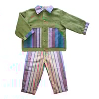 Image 4 of EZ Jacket- green cord & muted rainbow 