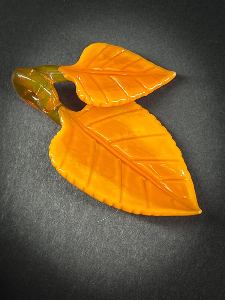 Image of Orange Sunburst Double Leaf Pendant