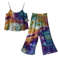 Image 1 of *IRREGULAR* S Woven Summer Set in Earthy Rainbow Watercolor Ice Dye