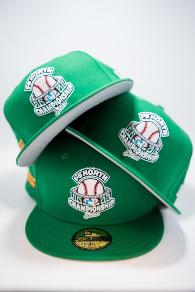 Image of QTRS🌍❌NewEra Kelly Green “I-5 North Champions” Fitteds (Gray Underbrim)