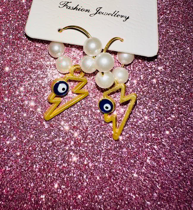 Pearl Nazar Storm Gold Earrings 