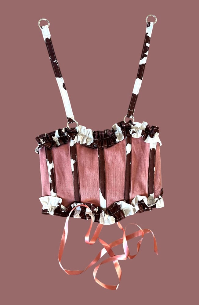 Image of Cow corset with pink