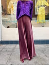 DARK PINK PLEATED VELVET PANTS